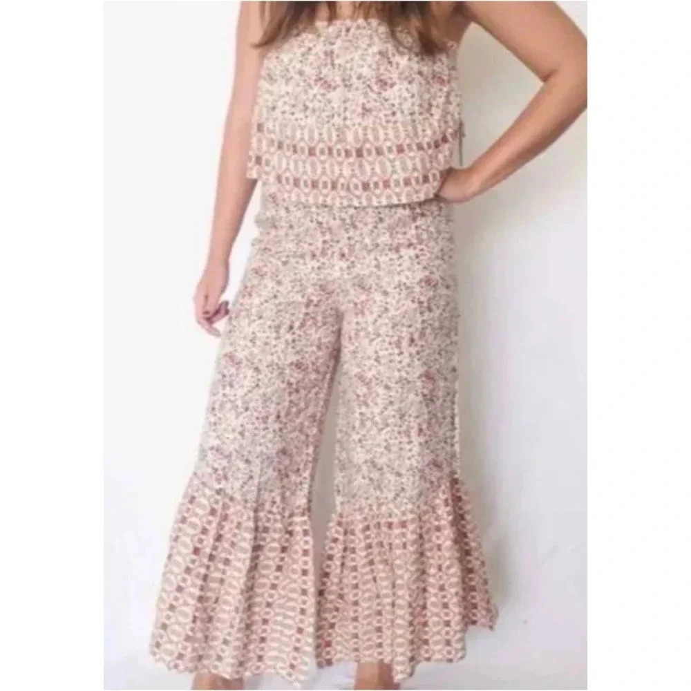 NWT Japna Women's Size Small Floral Print Wide Leg Strapless Jumpsuit